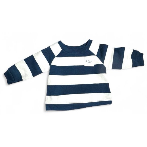 Old Navy Baby Set Striped Long Sleeve Top Solid Shorts Blue White Sz 3-6 Mos NWT - Picture 2 of 10